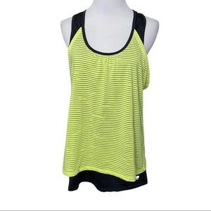 Marika Tek Gray and Neon Layered Racerback Tank Top